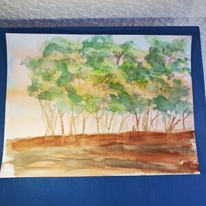 Serene Forest Watercolor Painting